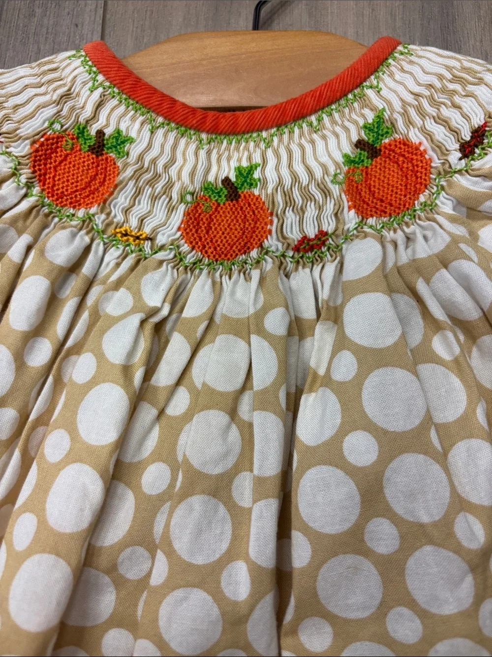 Vive La Fete Girls' Polka Pumpkin Smocked Dress